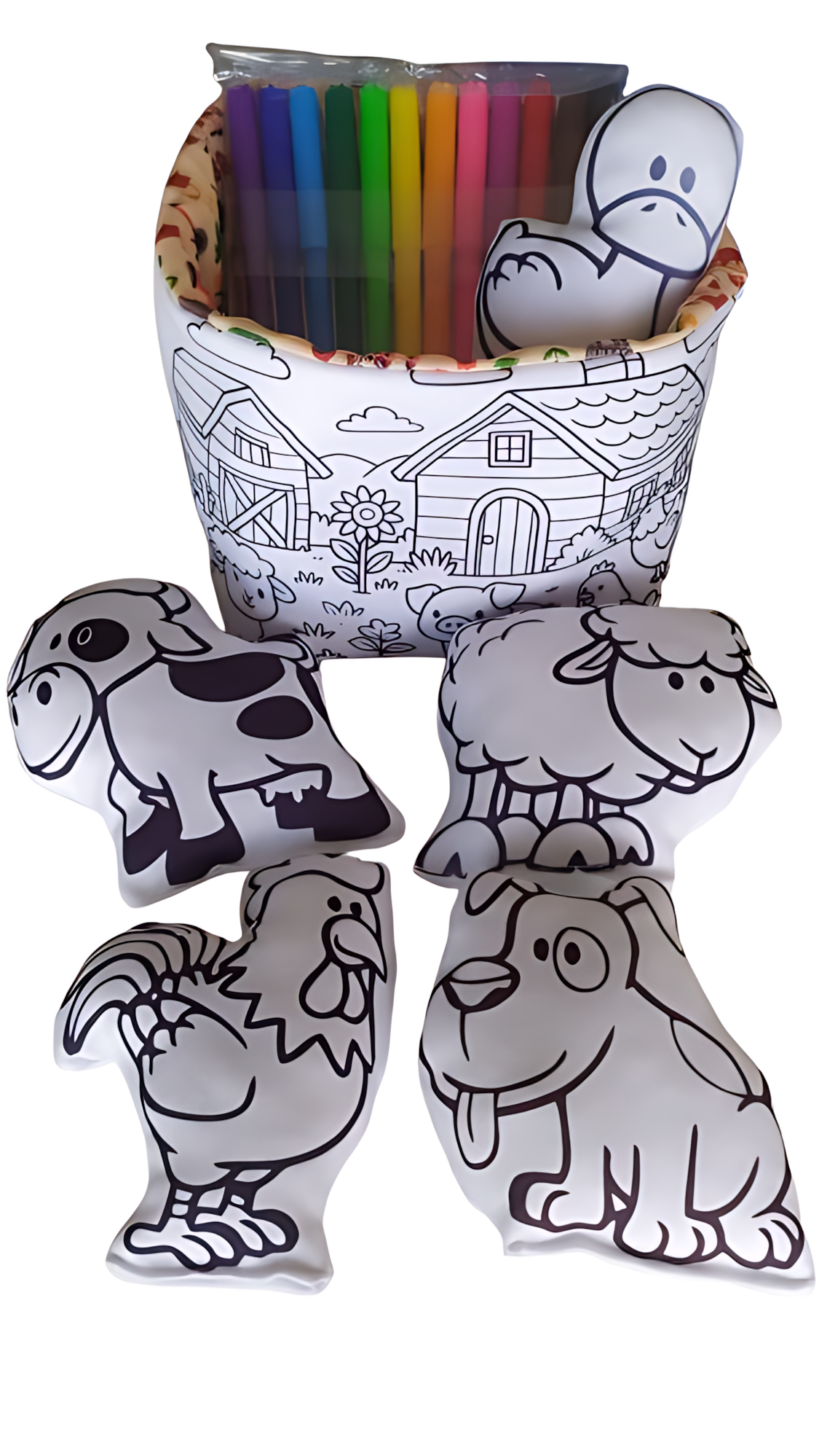 Kit de Pintura Reutilizável – Animais da Quinta | Brinquedo Lavável e Educativo