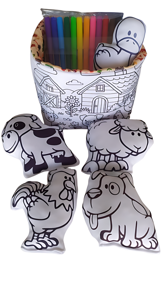 Kit de Pintura Reutilizável – Animais da Quinta | Brinquedo Lavável e Educativo