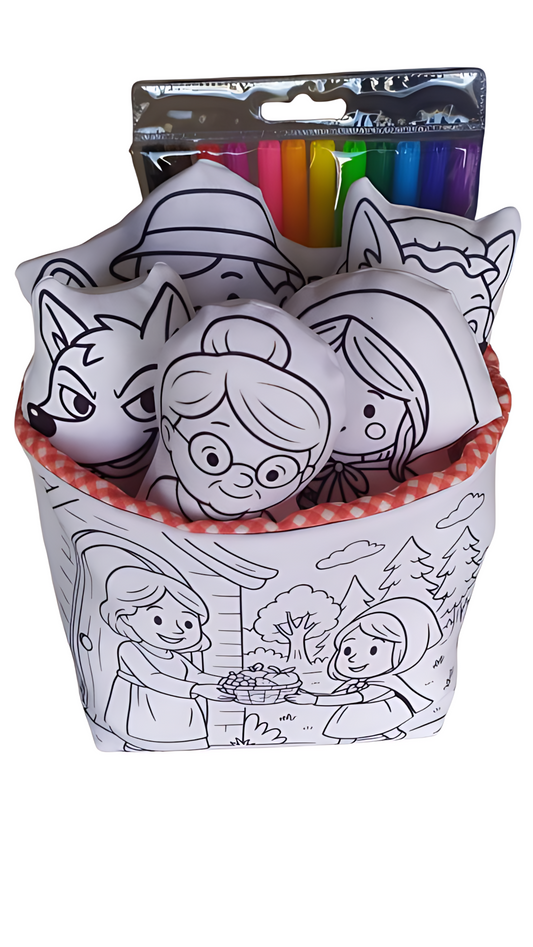 Kit de Pintura Reutilizável – Chapeuzinho Vermelho | Brinquedo Artesanal Lavável para Crianças de 2 a 6 anos
